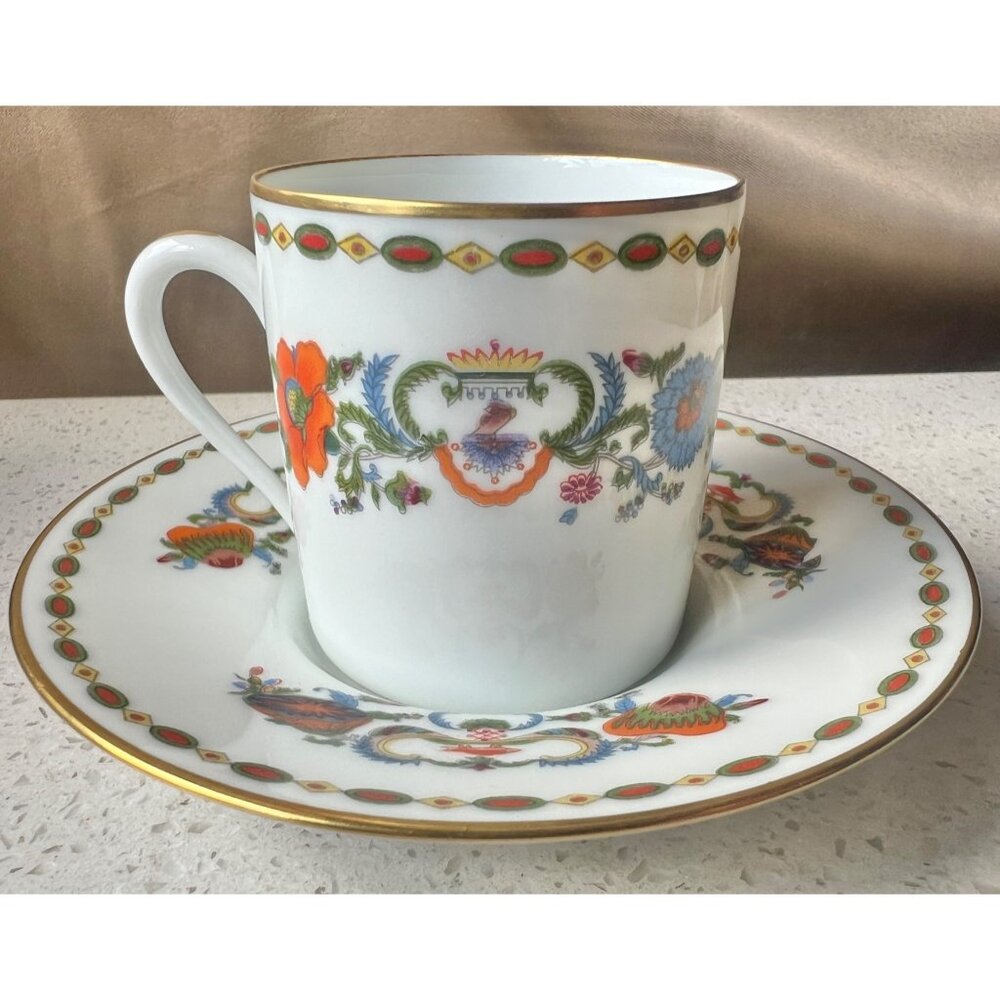 A. Raynaud Et Cie Limoges France Porcelain Cup & Saucer Set With Floral Motif Go - Picture 2 of 11